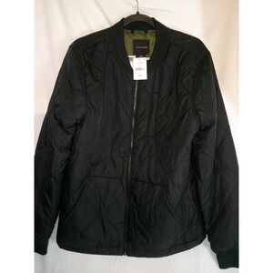 Cotton On Garments Mens Black Quilted Bomber Jacket Full Zip $90 NWT‎